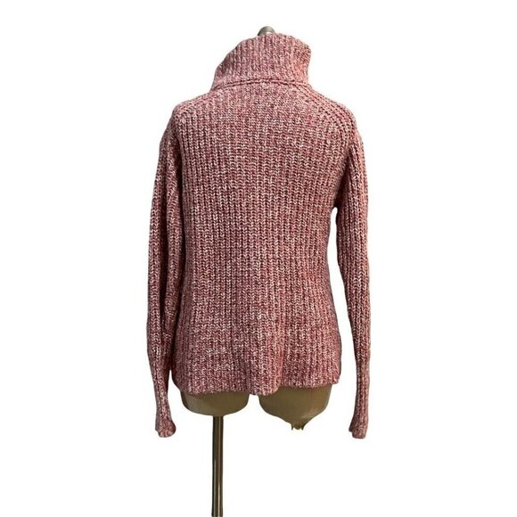 Point Sur Cable Knit Turtleneck Sweater Small Pink White Pullover Cotton - Picture 3 of 6
